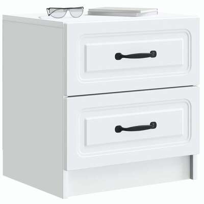 White Bedside Table 2 Drawer Engineered Wood | EXTG
