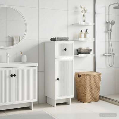 Bathroom Storage Cabinet White Modern 30x31x80cm
