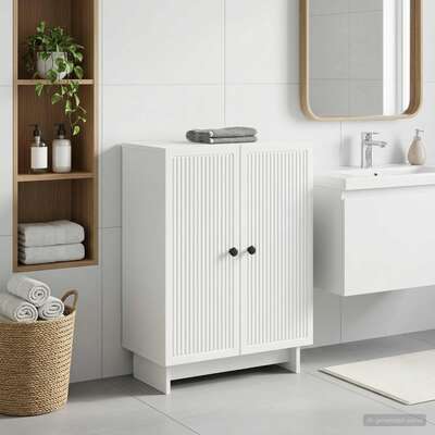 Bathroom Storage Cabinet White Slimline 59.5x31x80cm