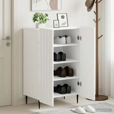 Shoe Cabinet White Engineered Wood 59.5x39.5x91.5cm