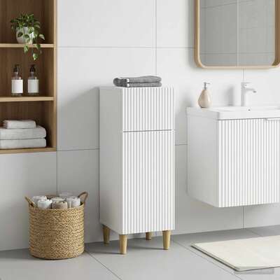 Bathroom Storage Cabinet White Compact 30x31x80cm