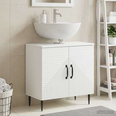 Bathroom Sink Cabinet White Compact 59.5x31.5x59cm