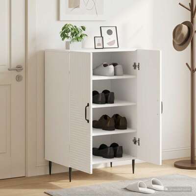 Shoe Cabinet White Engineered Wood 59.5x39.5x89.5cm