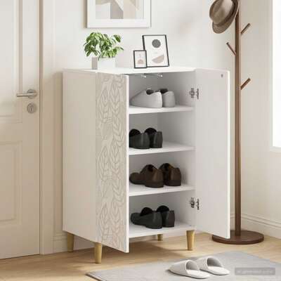 Shoe Cabinet White Engineered Wood 59.5x39.5x90cm