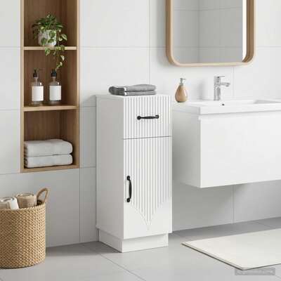 Bathroom Storage Cabinet White Slimline 30x31x77cm