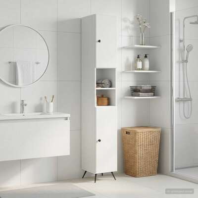 Bathroom Cabinet White Storage 30x31x190cm