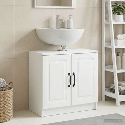 Bathroom Sink Cabinet White Modern 59.5x31.5x59cm