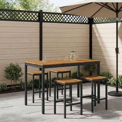 Outdoor Bar Table Natural Wood 141x80.5x105cm