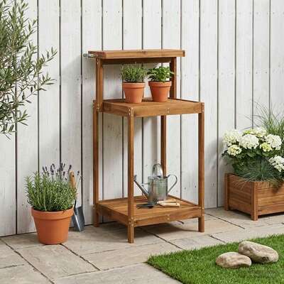 Outdoor Potting Bench Solid Wood 56.5x48.5x107cm