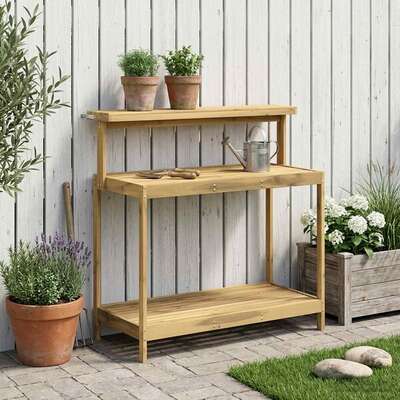 Outdoor Potting Bench Solid Wood 111.5x48.5x107cm