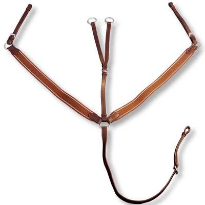 Leather Elastic Breastplate Martingale Adjustable Brown Full