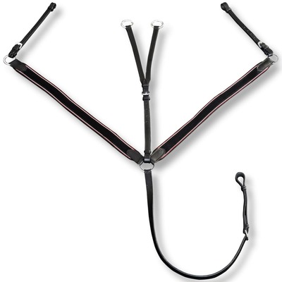 Leather Elastic Breastplate Martingale Adjustable Black Pony