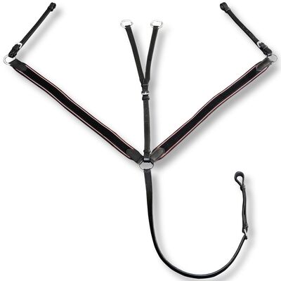 Leather Elastic Breastplate Martingale Adjustable Black Cob