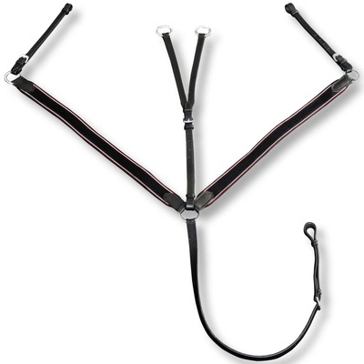 Leather Elastic Breastplate Martingale Adjustable Black Full
