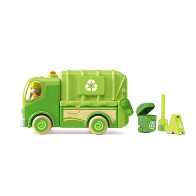 Wooden recycle truck with sound and light 