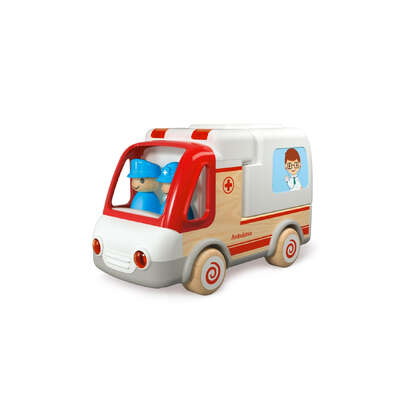 Wooden ambulance and accessories with sound and light