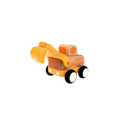 Wooden friction truck digger with sound and light