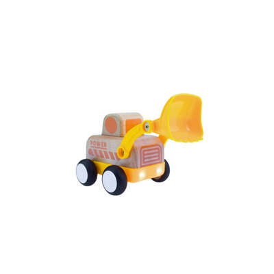 Wooden friction truck bulldozer with sound and light