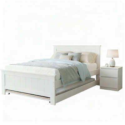 King single bed frame and bedside table