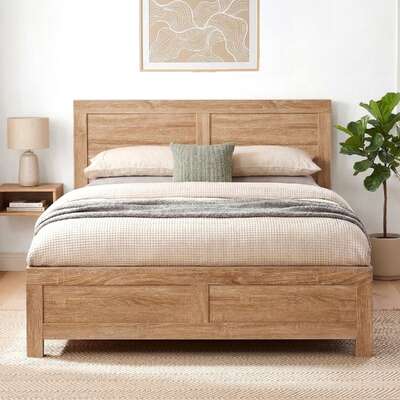 Single Bed Frame Wooden Walnut Finish | EXTG