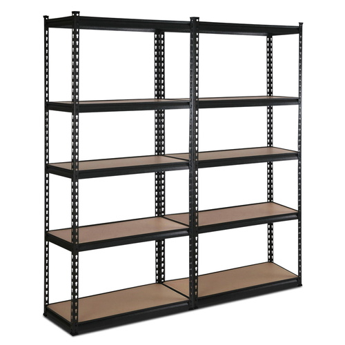 Giantz 5 Tier Industrial Shelving Unit Set of 2 - Black 