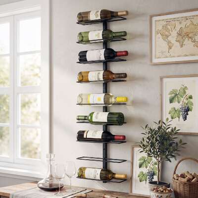 Wall Mounted Wine Rack 9 Bottle Metal Black | EXTG