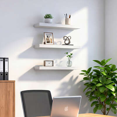 Floating Wall Shelves Set of 3 White MDF | EXTG