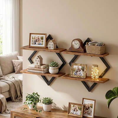 Floating Wall Shelves 2 Tier Industrial Set 2 | EXTG