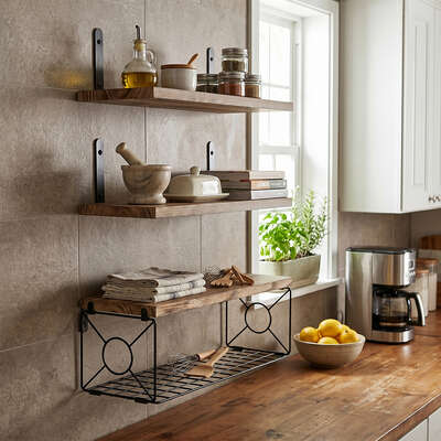 Levede Floating Wall Shelf 3 Pcs DIY Wall Mount Shelves Book Display Rack Basket