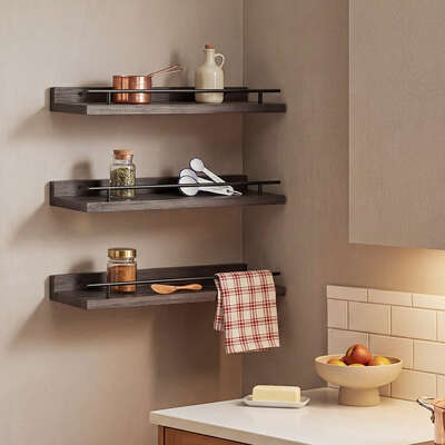 Floating Wall Shelves Set 3 Paulownia Wood | EXTG