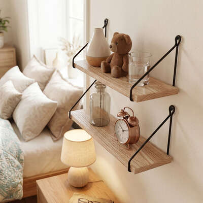 Rustic Floating Wall Shelves Set of 2 | EXTG