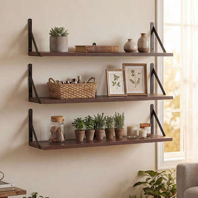 Floating Shelves 3-Pack Rustic Wall Mounted | EXTG