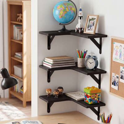 Levede Corner Floating Shelves 3Pcs L-Shaped Wall-Mounted Living Room Storage