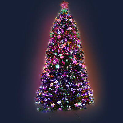 Jingle Jollys 2.4M 8FT LED Christmas Tree Xmas Fibre Optic Multi Colour Lights Bonus Bag