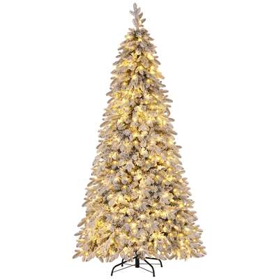 Christmas Tree 2.1m Flocking Pencil Tree LED Xmas 860 Tips White