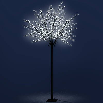 Jingle Jollys 2.5M LED Christmas Blossom Tree 600 LED Optic Fiber Cold White