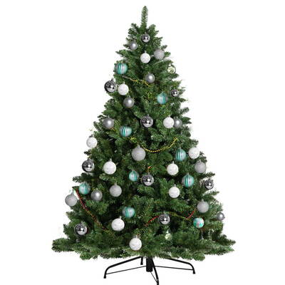Jingle Jollys 6FT 1.8M Christmas Tree Baubles Balls Xmas Decorations Green Home Decor 800 Tips Green Silver
