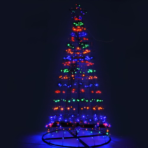Jingle Jollys 2.1M Christmas Tree LED Lights Xmas Fibre Optic Solar Powered Multi Colour Bonus Bag