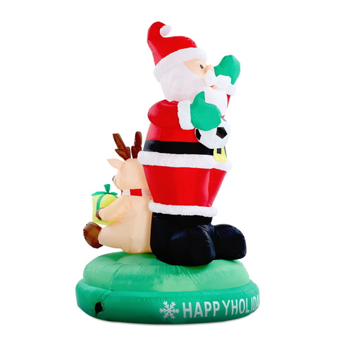 Jingle Jollys Christmas 1.8M Inflatables Santa Reindeer Light Decoration