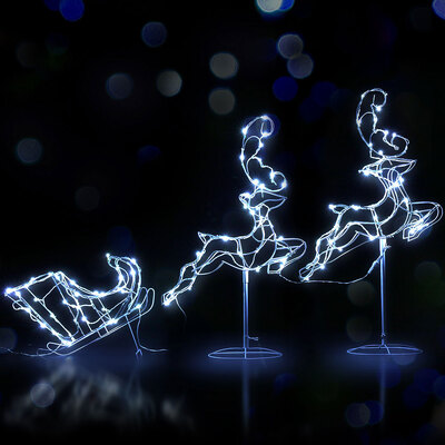 Sleigh Bells Ring: 120 LEDs on a Reindeer Sleigh Christmas Light