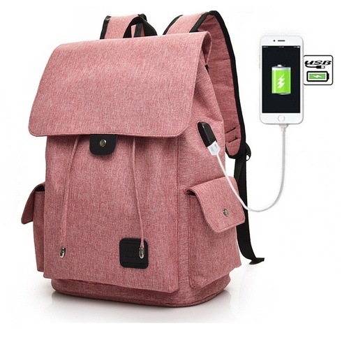 Casual Tech2Go - Durable Fashionable Laptop Backpack with USB Charging Port Pink