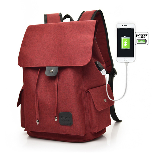 Casual Tech2Go - Durable Polyester Laptop Backpack with USB Charging Port Red