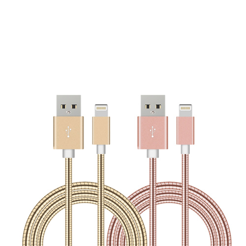 2 x 1m USB 8 Pin Lighting Flexible Metal Cables