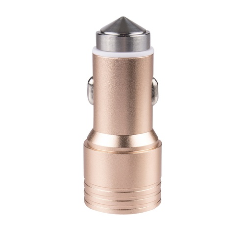 2 USB Ports 5V 2.1A Car Charger with Safety Hammer Function (Gold)
