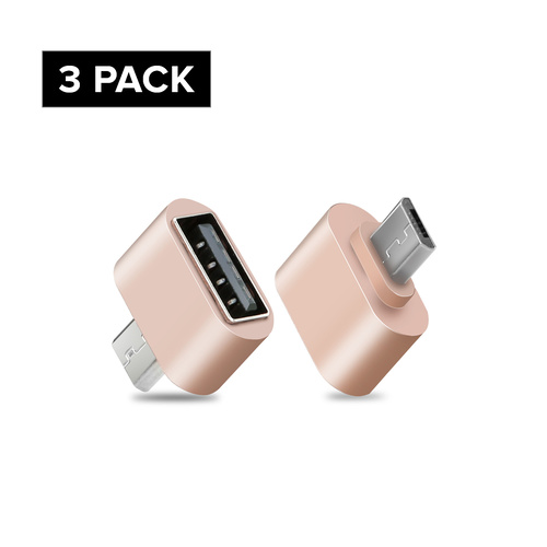 3x Micro USB Male to Fem Cable Adapter Samsung Android SmarphoneTablet Rose gold