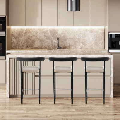 Cedric Kitchen Bar Stool in Black & Beige