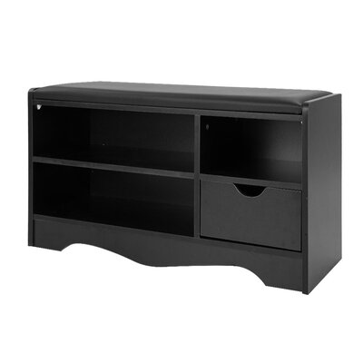 Shoe Rack Cabinet Organiser Black Cushion - 80 x 30 x 45 - Black