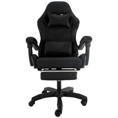 Cueva Reclining High Back Gaming Office Chair Black with Retractable Footrest