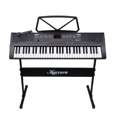61-Key Electronic Piano Keyboard 75cm Stand Included Black