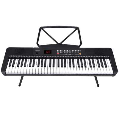 61-Key Electronic Piano Keyboard with LED and Folding Stand in Black CHJ-SD1